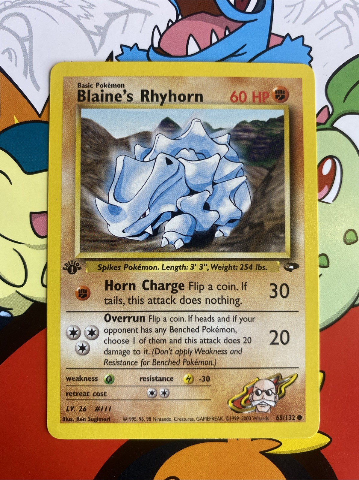 Pokémon Blaine's Rhyhorn 1st Edition 65/132 Gym Challenge Common Card NM-MT