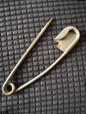 Vintage Heavy Duty Brass Safety Pin With Patent Number