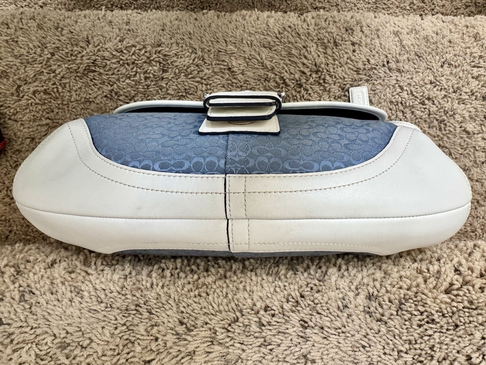 Coach Soho Signature Baby Blue White Leather Buckle H… - Gem