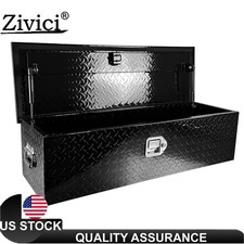 Black 39"x13"x10" Aluminum Truck Bed Tool Box Diamond Plate Trailer ToolBox