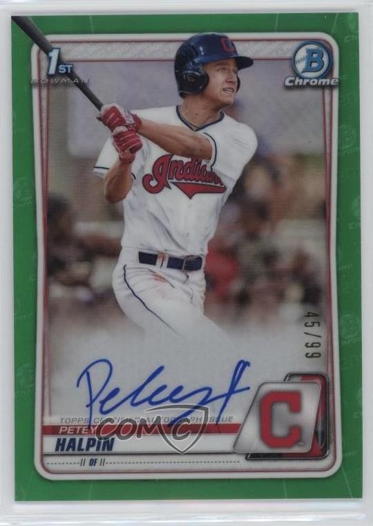 2020 Bowman Draft Chrome Picks Green Refractor 45/99 Petey Halpin Auto 13c1