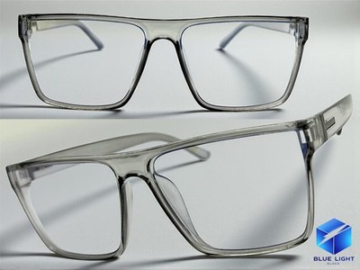 Mens Classy Contemporary Modern Blue Light Block Computer EYE GLASSES Gray Frame