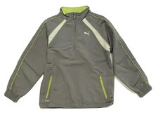 PUMA JACKET BOYS - STEEL GREY LIME SZ 6 - WINDBREAKER HALF ZIP