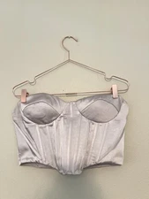 ZARA Satin Effect Corset Top Size Large Tall Strapless Long Line Holiday NYE