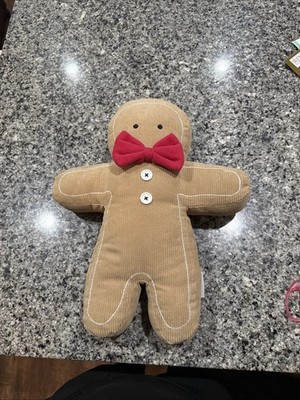 Cupcake and Cashmere GINGERBREAD MAN Corduroy Pillow Plush Red Bow tie Buttons