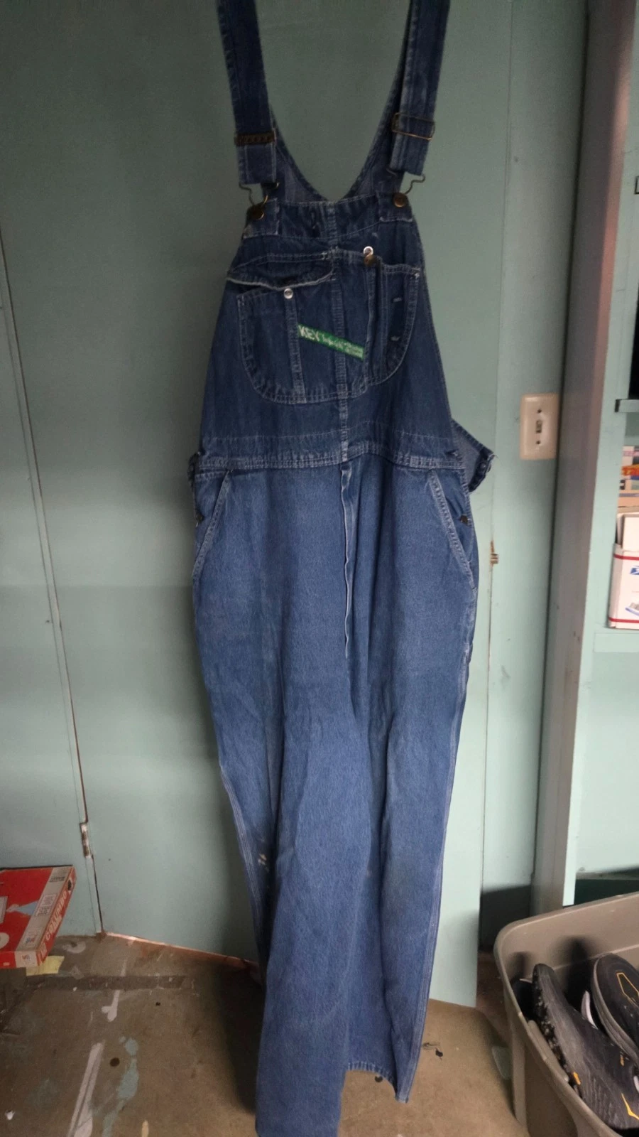 Key Imperial Denim Bib Overalls Men's 44W X32L Blue Jean Carpenter Workwear