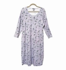 Lands  End Supima cotton, long sleeve mid calf nightgown sz Medium 10-12