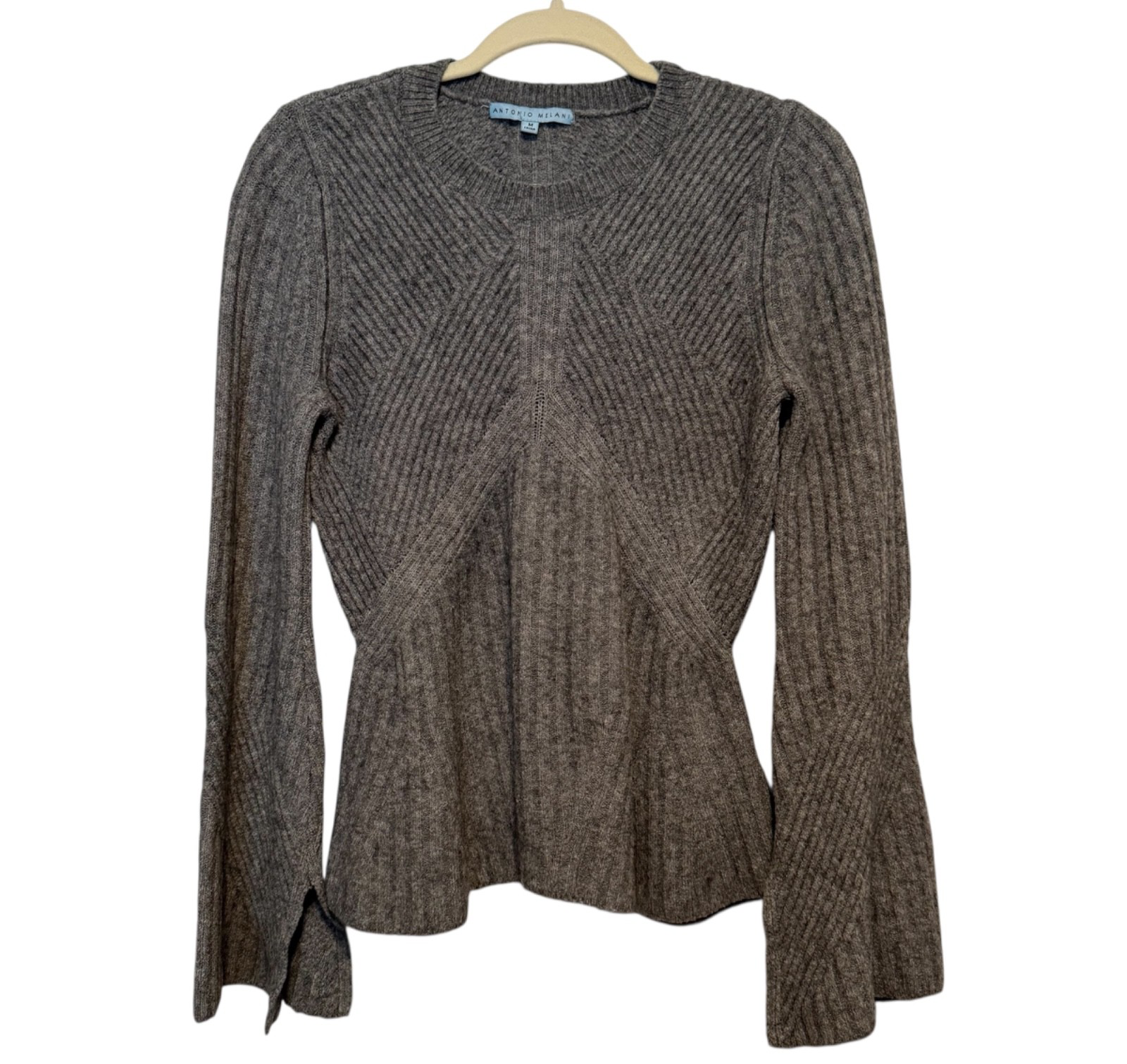 Antonio Melani Gray Peplum Wool Alpaca Blend Sweater Size Medium