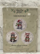 Candamar Something Special Needlepoint Caroling Animals Ornaments Set New
