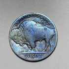💎 1935-S 5C Buffalo Nickel Beautiful BLUE TONING no Colors Added