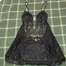 Victoria's Secret Very Sexy Black Lace Babydoll Lingerie Mini Dress Womens med