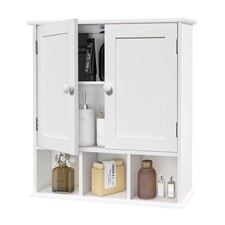 Bathroom Wall Cabinet with 2 Doors Adjustable Shelves Storage Organizer White