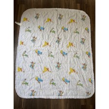 J.C. Penney Sesame Street Baby Blanket Unisex White Vintage Quilted Ruffle Trim