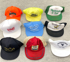 Vintage Trucker Hat Cap Lot Snap Back 80s 90s USA Advertising Logos Mesh AH2