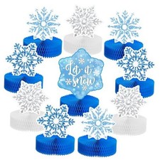 10Pcs Christmas Snowflake Honeycomb Centerpieces Winter Wonderland Tabletop