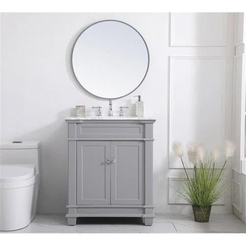 Elegant Decor Wesley 30" Steel and Solid Wood Single Bathroom Vanity Set in Gray - Picture 6 of 8