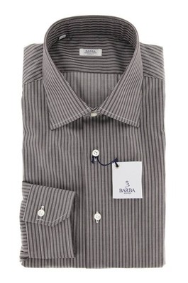Barba Napoli Braunes Gestreiftes Hemd - Slim - 15.75/40 - (D2U10T310719)
