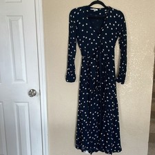 Ganni Black Polka-Dot Georgette Maxi Wrap Dress EU size 36/4