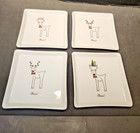 BIA CHEERS Reindeer Plates Coasters Set of 4 Christmas Holiday Party — photo 1