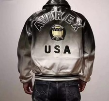 Men s Avirex Black & White Bomber American Fl...