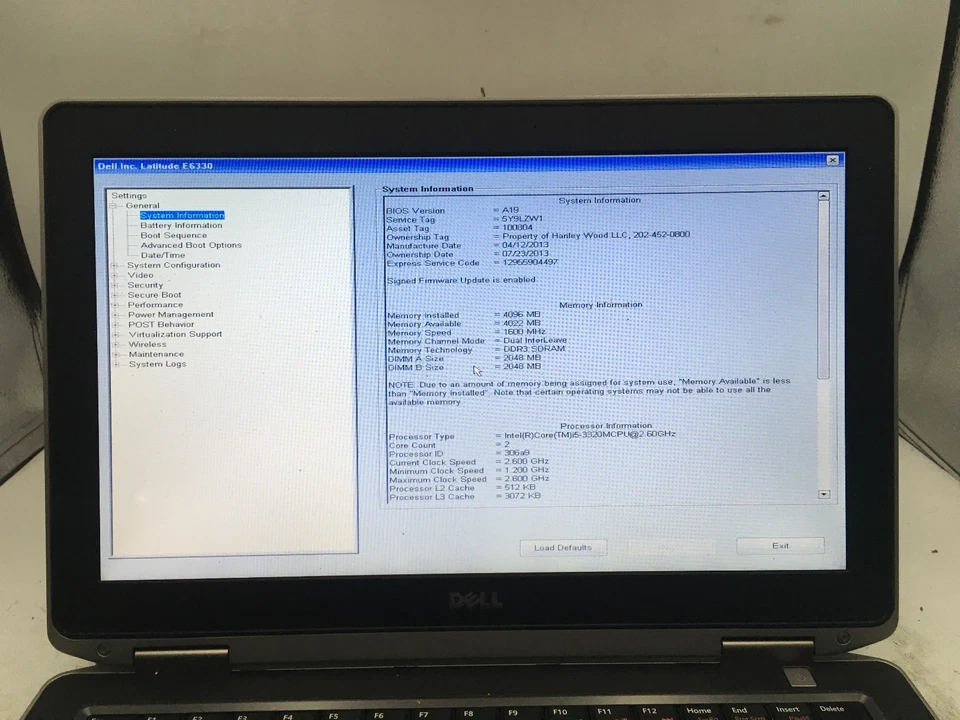 DELL LATITUDE E6330 - BOOTS TO BIOS - INTEL I5 3320M - 4GB RAM - READ DESCRIP-BB - Image 2 of 4