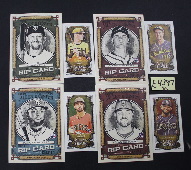 Topps 2024 Allen & Ginter Rip Card Lot (4) with Minis, ALL RIPPED (E4397
