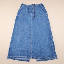 Vtg 90s Y2K Eddie Bauer Denim Midi Pencil A-Line Midi Skirt Sz 14