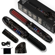 Beard Straightener for Men, Cordless Beard Heated Brush and Hair Straightener...