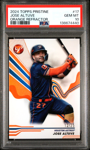 2024 Topps Pristine JOSE ALTUVE Orange Refractor /25 PSA 10 GEM MINT - LOW POP 2