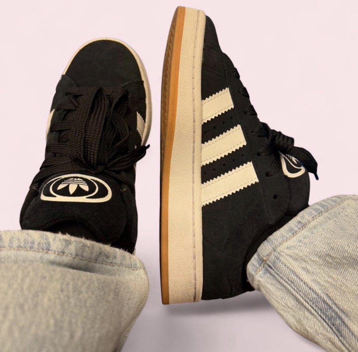 adidas Campus Black White Gum Suede Low Top Lace Up Sneakers | eBay