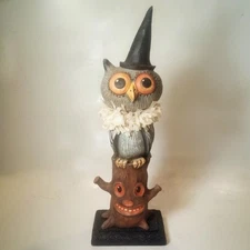 Debra Schoch Bethany Lowe HOOTIE IS STUMPED Owl Halloween Figurine 12.5"
