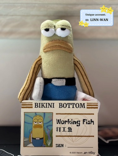 GENUINE BIKINI BOTTOM BUDDIES SERIES CONFIRMED PLUSH -WORKING FISH Girl CUTE - Bild 3 von 6
