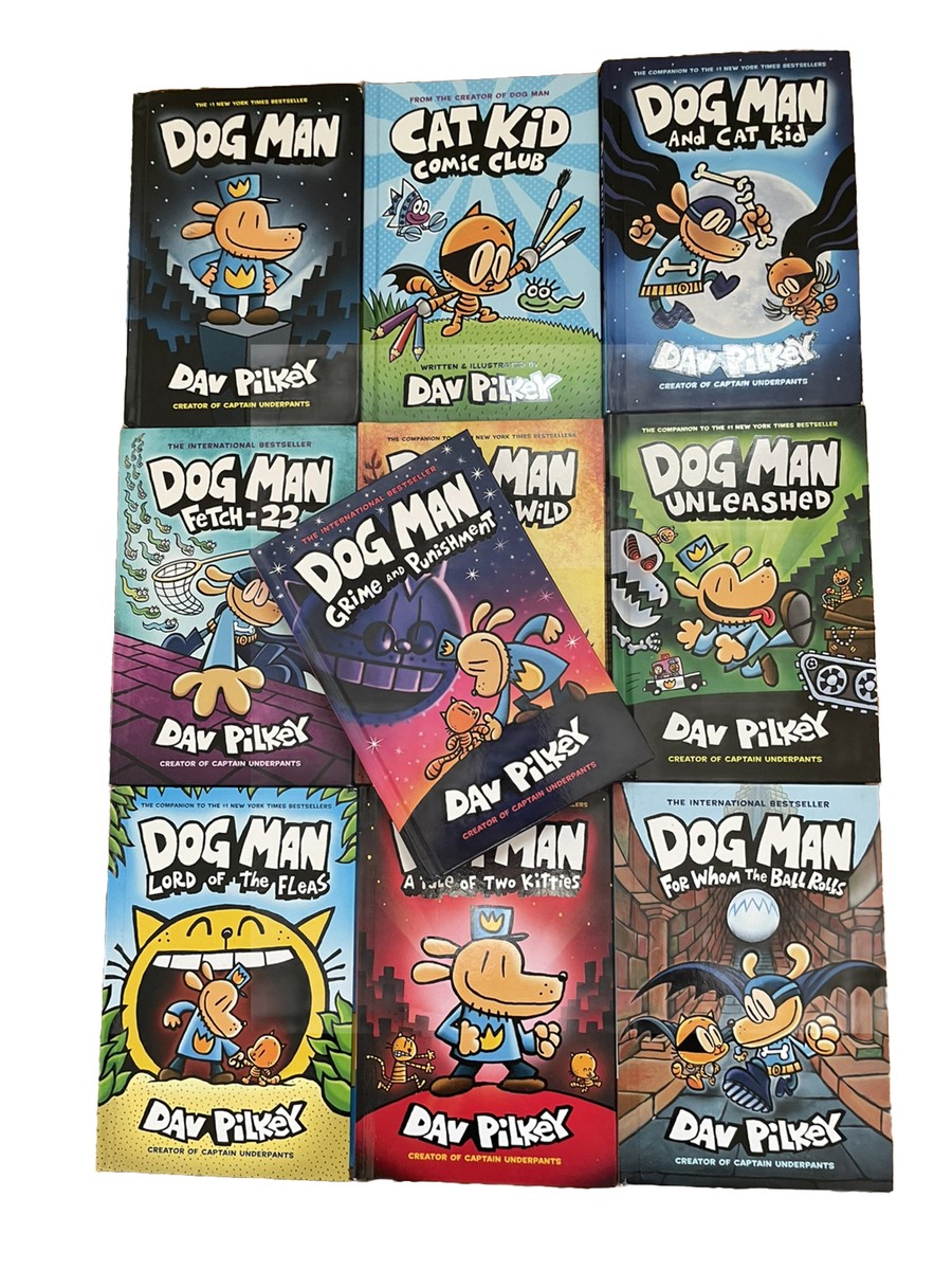 Lot of 10 Dog Man & Cat Kid Series by Dav Pilkey Hardcover Book