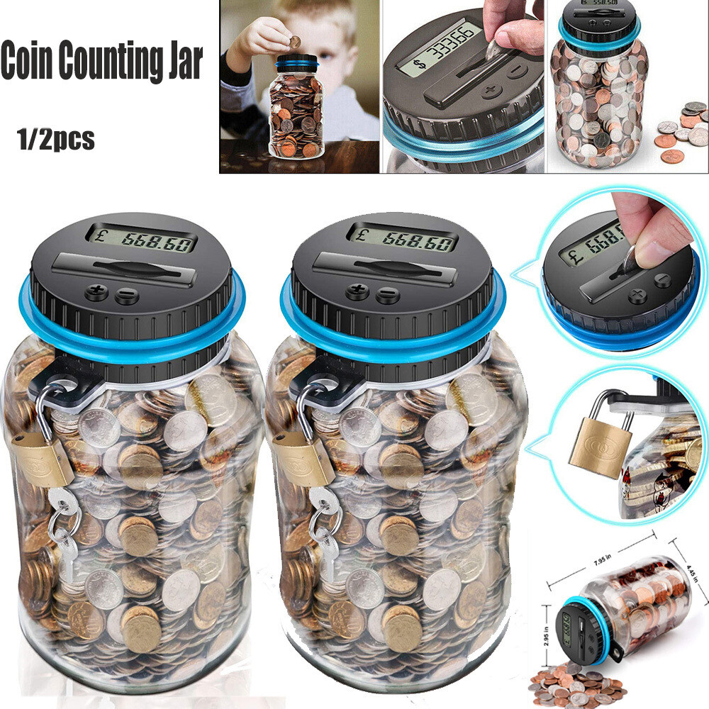 2x Aussie Coin Counting Money Jar Digital LCD OZ Coins Piggy Bank