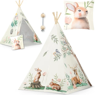 RICOKIDS NUKIDO Tipi Zelt Spielzelt Kinderzelt mit Kissen Matte Stabilisator
