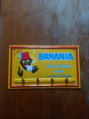 Ancienne PLAQUE TOLE Peinte BANANIA Porte Clés  - Photo 1/4