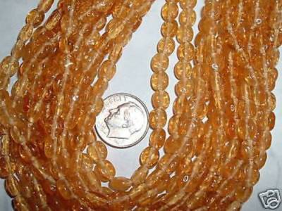 AL780 CZECH 6mm Textured Glass FLAT OVAL Beads-TOPAZ-50