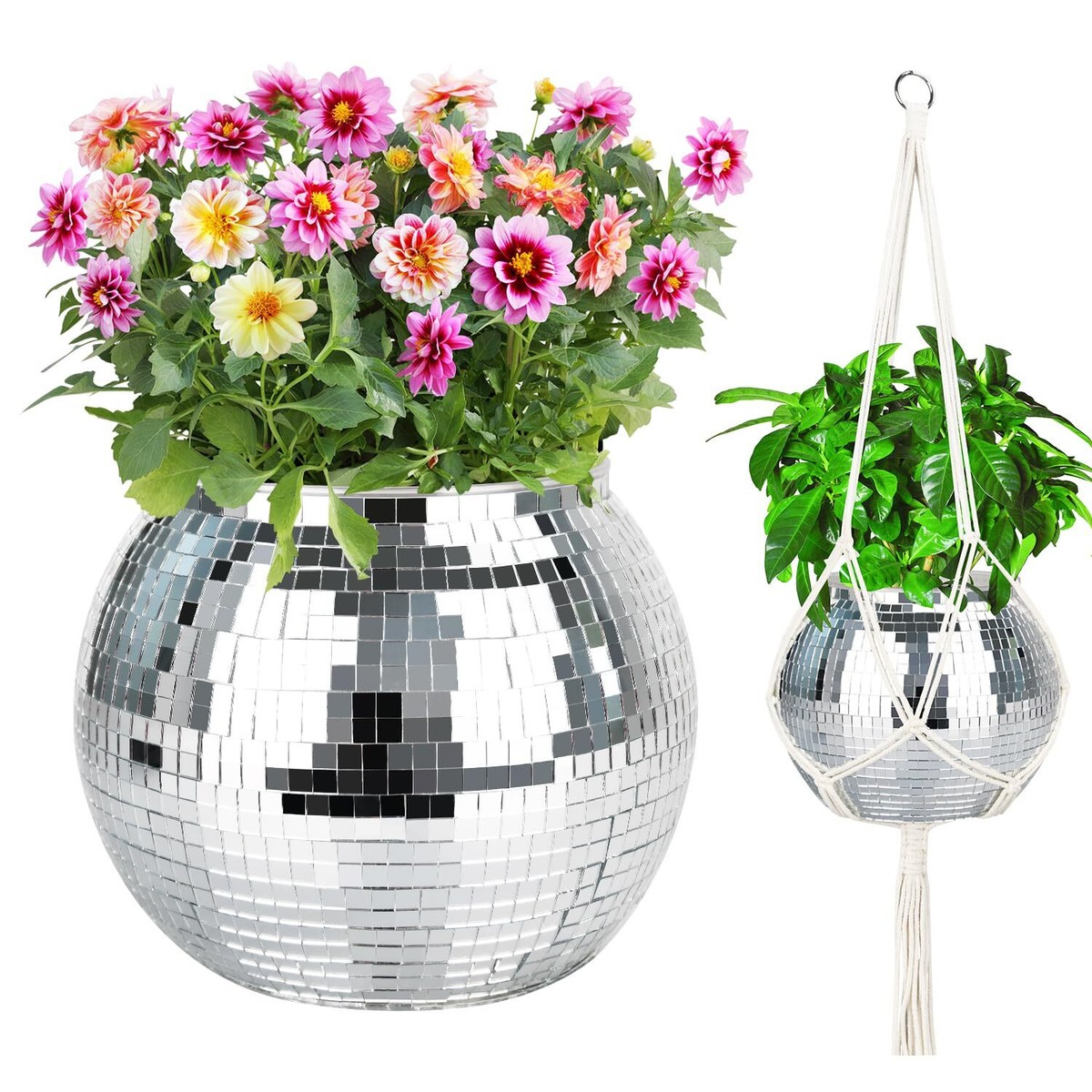 Disco Ball Planter 1pcs 9 Silver Disco Ball Planter Disco Ball Plant  Hanger ... | eBay