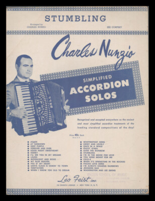 STUMBLING Zez Confrey 1950 Charles Nunzio ACCORDION SOLO Vintage Sheet Music