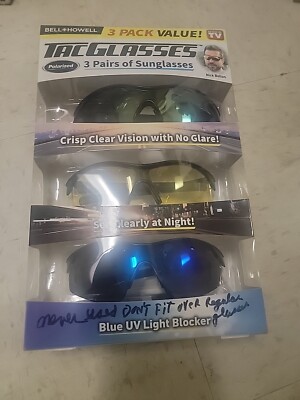 Bell & Howell Tac Glasses 3 Pair Value Pack Day Night and Blue Lenses Vision