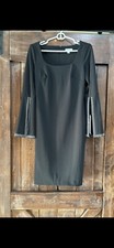 Calvin Klein Black Rhinestone slit sleeve Dress 2 New With Tags