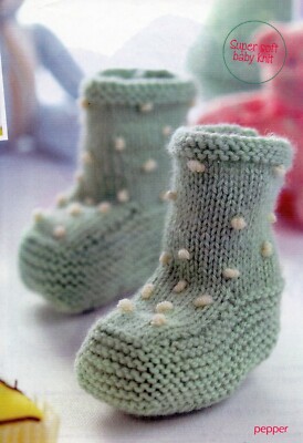 ~ Baby-Strickanleitung zum Ausziehen für entzückende Stiefel & passende Mütze ~ siehe Bilder