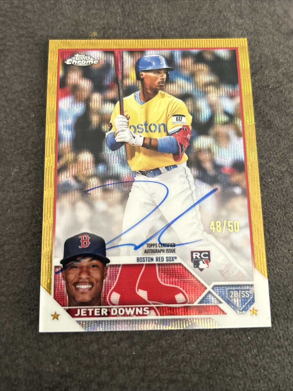2023 Topps Chrome Jeter Downs Auto Gold Refractor Auto RC 48/50 Red Sox