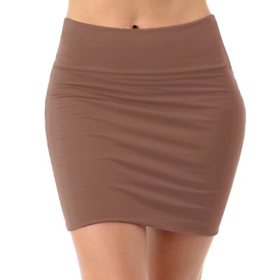 Women's Pencil Mini Skirt Stretch Mid Waist Basic Bodycon Rayon Casual S ~ XL