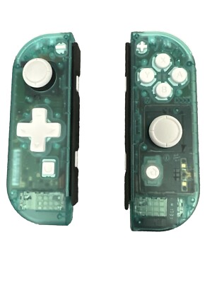 Custom Nintendo Switch Joy Cons - Clear Emerald Green, White D-Pad