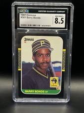 Barry Bonds: 1987 Base Ball Card: Donruss #361 CGC 8.5 NM/Min+