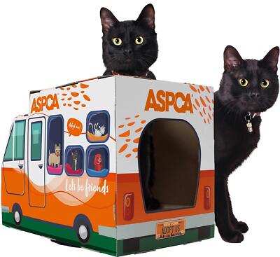 Cat House & Cat Scratcher w/Bonus Catnip Included, Adoption Truck cat House (...