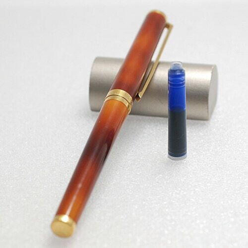 S.T.Dupont LAQUE Brownish marble lacquer ambidextrous fountain pen 18ct 750 - Foto 1 di 5