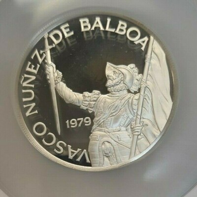 1979 PANAMA SILVER 20 BALBOAS VASCO NUNEZ NGC PF 68 ULTRA CAMEO