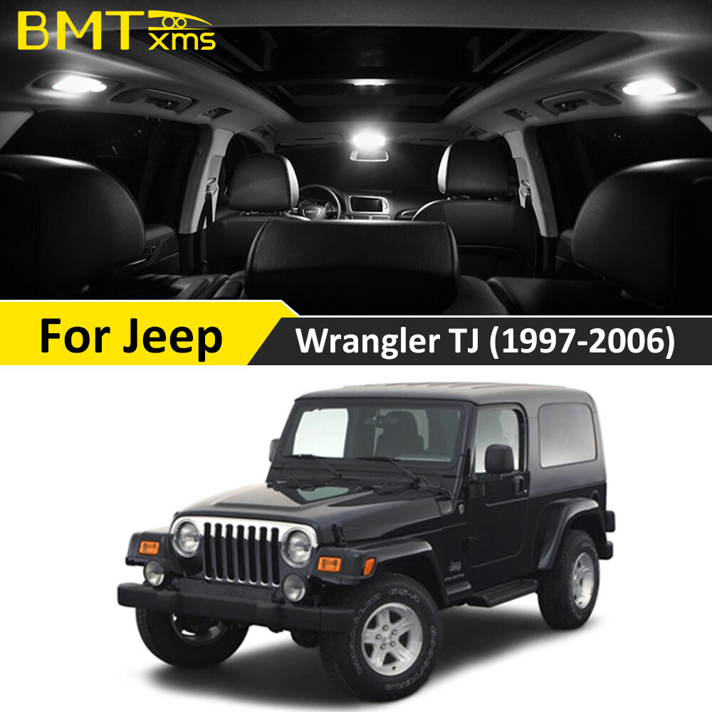 8 Bulbs White Car Interior LED Lighting Package for JEEP WRANGLER TJ 1997-2006